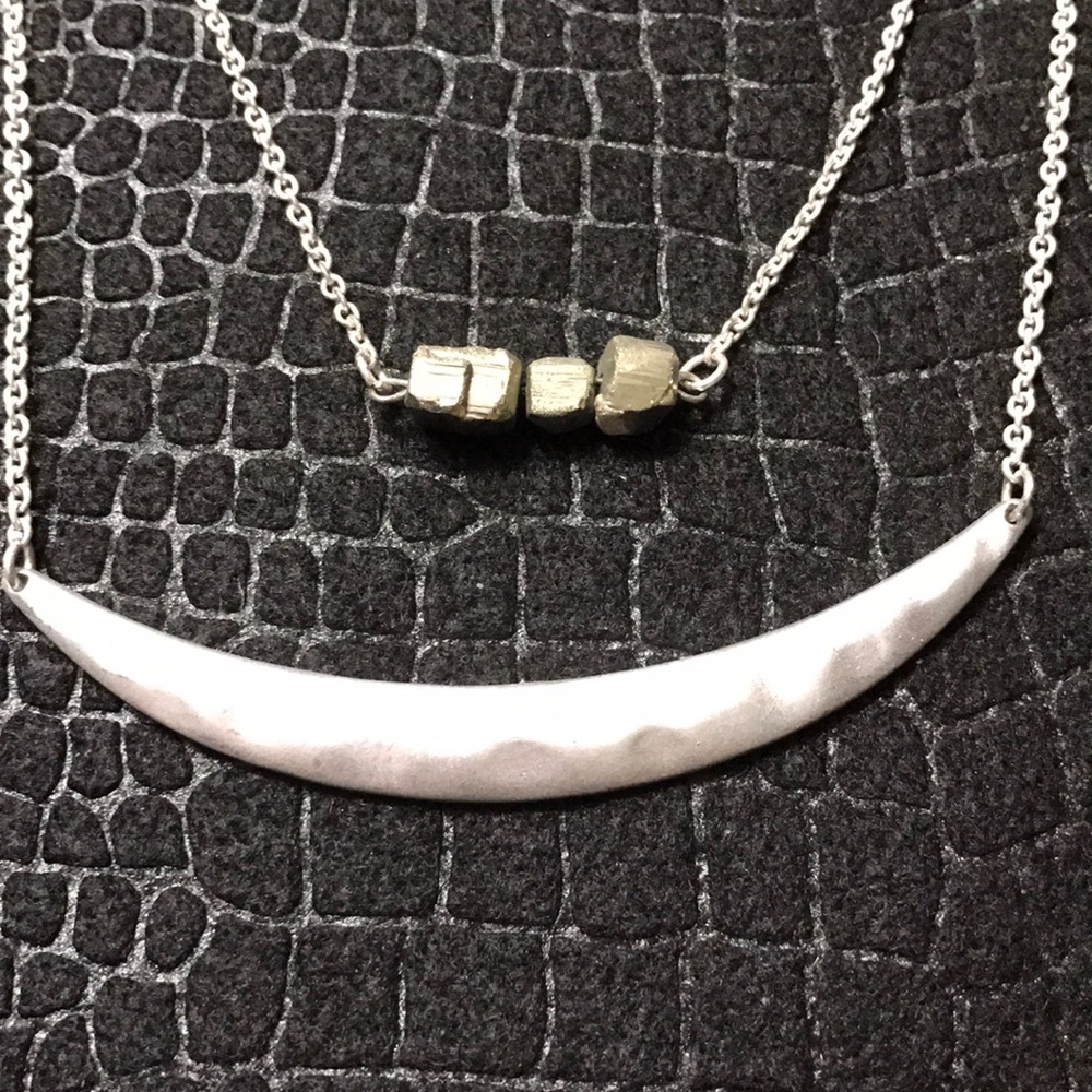 Silver Bar/Stone Nugget Necklace Duo - Picture 4 of 5